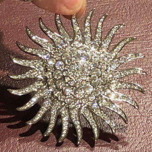 Cubic Zirconia Encrusted Sun Brooch
